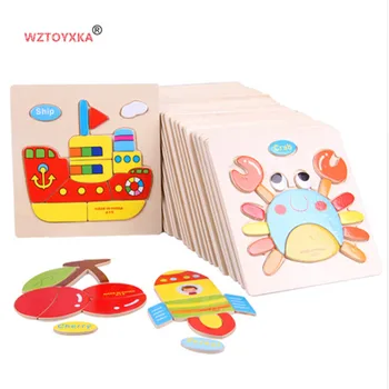 

Wooden 3D Puzzle Jigsaw Wooden Toys For Children Cartoon Animal Puzzles Intelligence Kids Children Toys Educational Toy