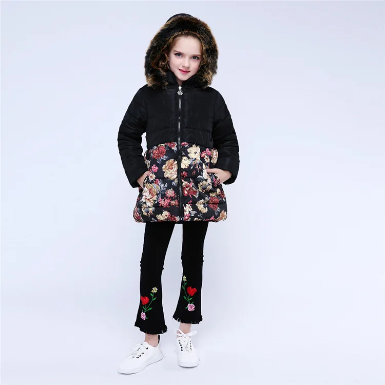 Winter Fashion Warm Cotton Filler Printed Child Long Coat Fleece Liner Baby Girls Jackets Children Outerwear For 4-13 Years Old Winter Fashion Warm Cotton Filler Printed Child Long Coat Fleece Liner Baby Girls Jackets Children Outerwear For 4-13 Years Old