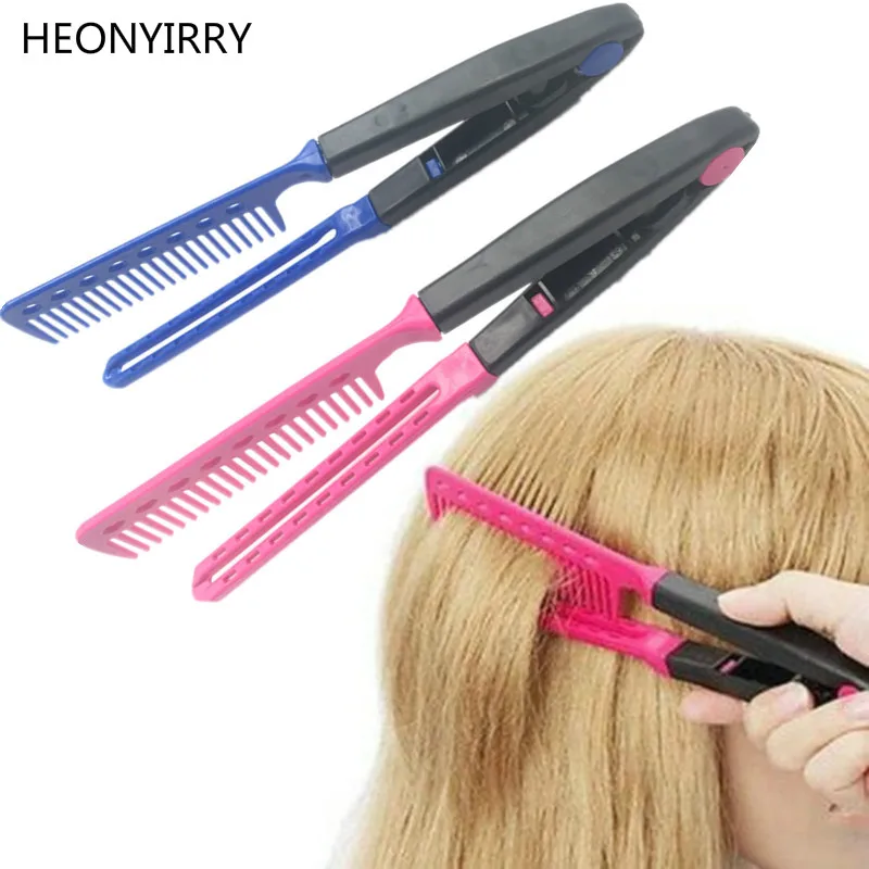 

Women Fashion Foldable Hair Comb V Type Hair Straightener Comb DIY Salon Haircut Hairdressing Styling Tool Hair Care Comb
