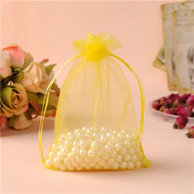 Bolsas de regalo, сумки из органзы, 15x20 см, 100 шт, organizador de joyas, свадебные украшения, Подарочная сумка с логотипом на заказ - Цвет: Yellow