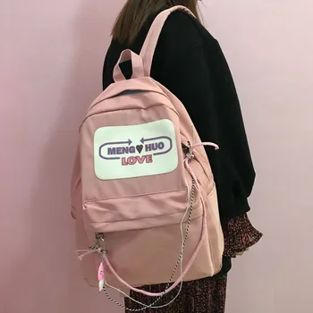 

Fashion Harajuku Letter Heart Printing Kawaii Backpack Large Pink School Bags Teen Girl 2018 Japan Female Laptop Casual Mochilas