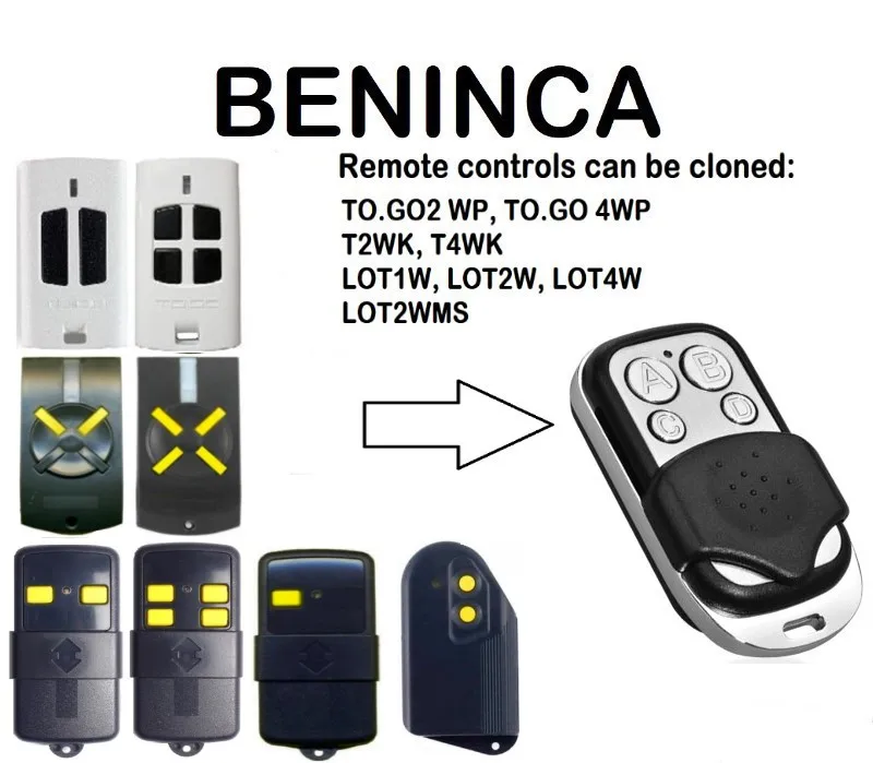 

BENINCA TO.GO 2WK,TO.GO 4WK, TO.GO 2WP Remote Control Duplicator 4-Channel 433.92MHz. Fixed code