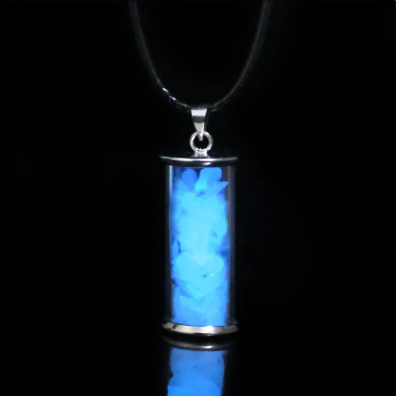 Caxybb светящаяся светится в темноте Подвеска Ожерелье ФЛУОРЕСЦЕНТНОЕ пожелание стеклянная бутылка подарок ожерелье цепь светящееся каменное ожерелье - Окраска металла: blue