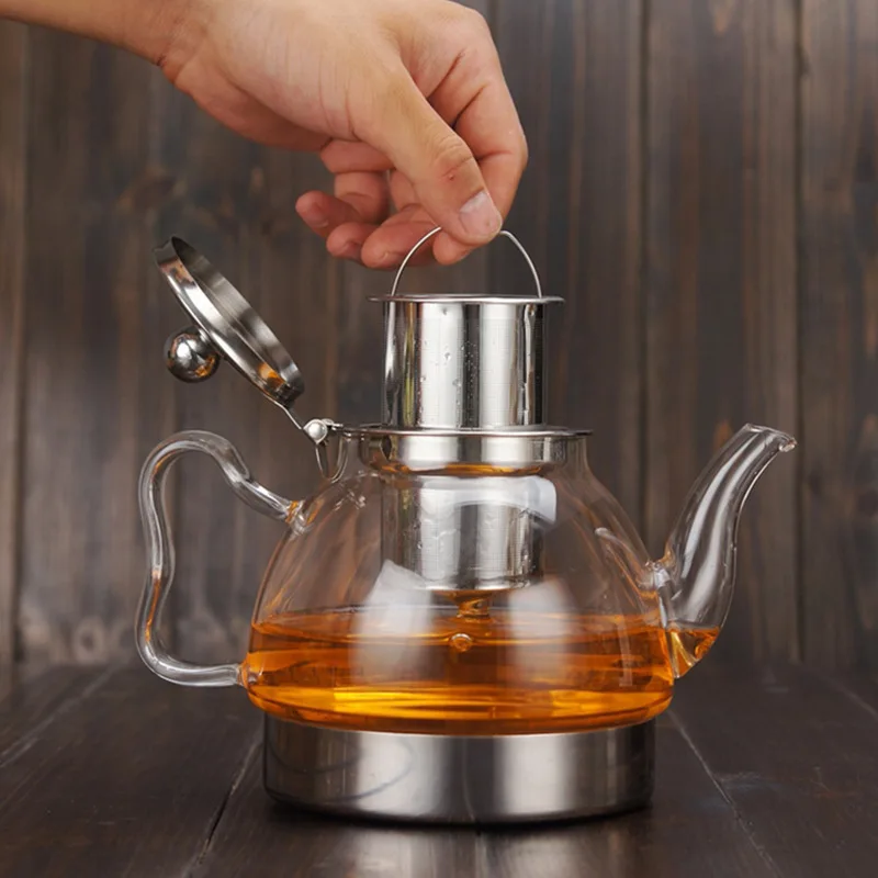 UPORS Glass Teapot with Infuser Removable Stainless Steel Strainer