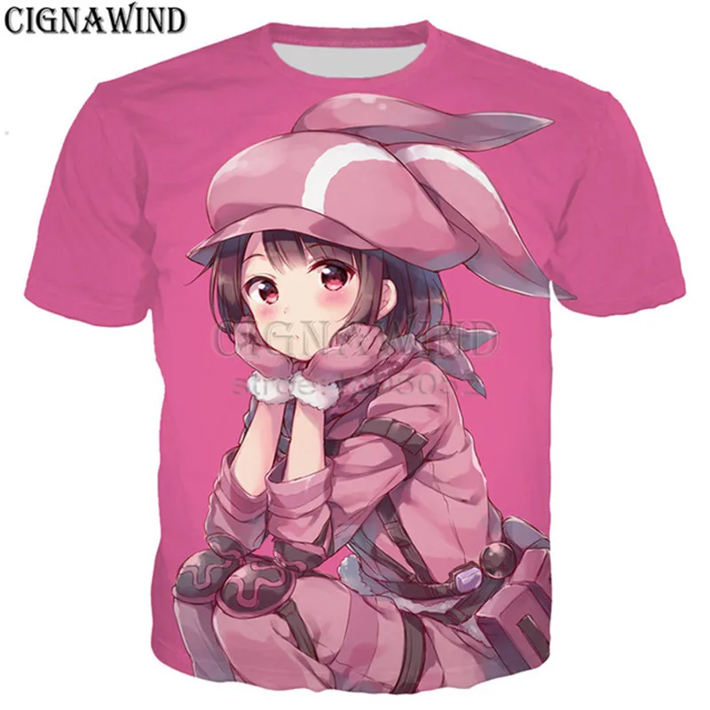 Funny t shirts men/women anime Sword Art Online Alternative Gun Gale Online 3D print t-shirts Harajuku tshirt streetwear tops