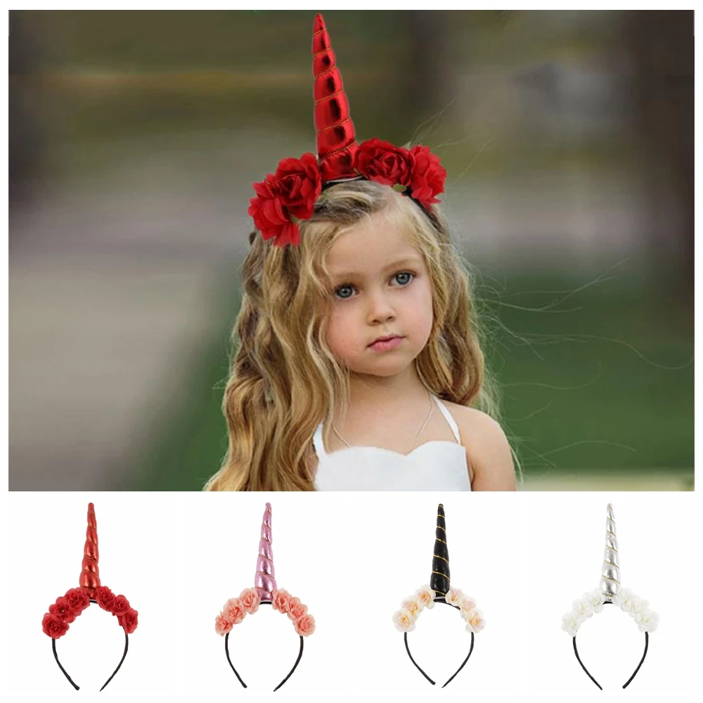 

Yundfly Fashion Kids Unicorn Horn Flower Hairband Baby Headband Girls Hair Band Unicorn Party Headwrap Gift