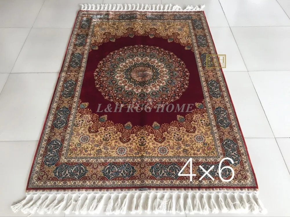 4'X6' 230 линия ручной работы Шелковый Восточный персидский ковер ручной работы шелковый ковер для украшения дома