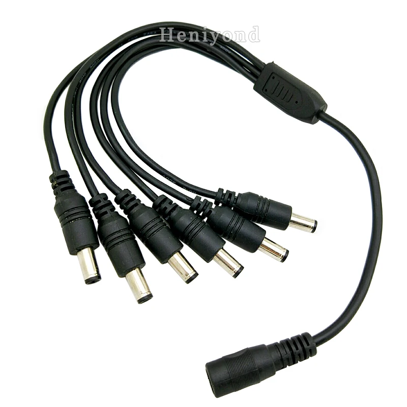 

Free shipping 2PCS 1 Female to 6 Male Cord Plug Connector DC Power Splitter Cable for CCTV Camera 6 ways cable