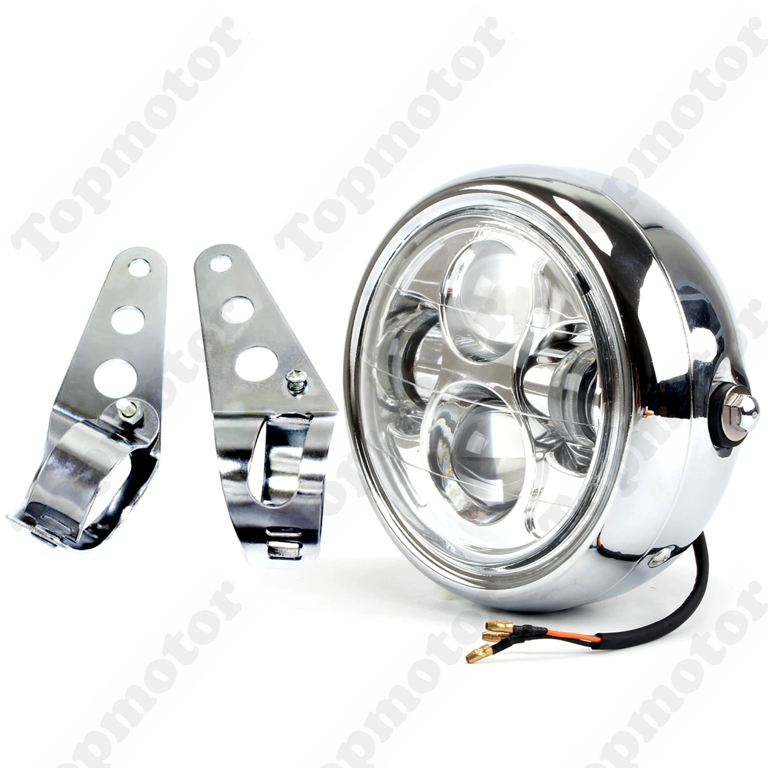 

6 1/2" Chrome LED Moto Motorcycle Headlight Projector Cafe Racer Headlight With Bracket For Bobber Chopper Cruiser Custom