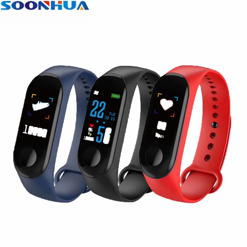 

SOONHUA Soft TFU IPS Color Screen Waterproof Smart Wristband Blood Pressure Detection Pedometer Alarm Clock Anti Lost Bracelets