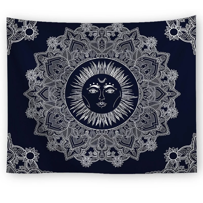Custom Make Cilected Black White Sun Moon Tapestry Psychedelic