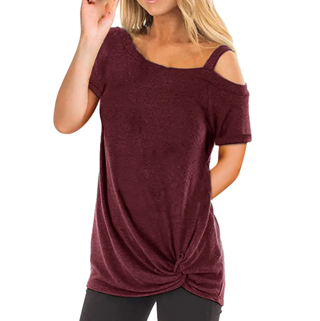 

Blouse Women Cold Shoulder Tops Womens Tops And Blouses Solid Vintage Blouses Woman Summer 2019 Clothes Femme Tee Tops Blusas
