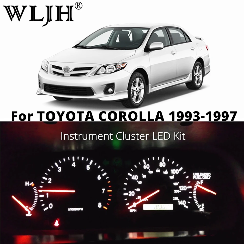 

WLJH 7 Colors Led Speedometer Tachometer Dashboard Instrument Cluster Light Bulb Kit for Toyota Corolla 1993 1994 1995 1996 1997