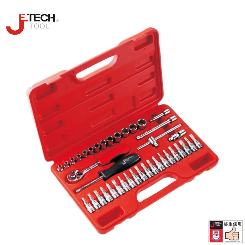 Jetech 39 in 1 1/4 DR metric torx socket wrench tool set kit car tools case box for auto repair opening tools lifetime guarantee