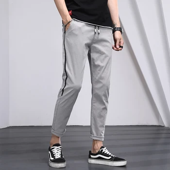 

Summer New Track Pants Men's Fashion Slim Solid Color Casual Nine Pants Man Streetwear Trend Wild Hip Hop Joggers Sweatpants