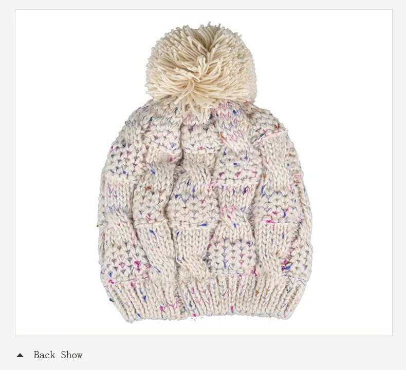 2015 New Autumn and Winter Thick Warm Solid Knit Women Hat Female Cap with lint (16)