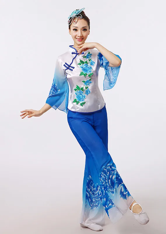 Новый Yangko танец костюм для Для женщин Национальный танцевальные костюмы китайский национальный костюм для Для женщин Винтаж китайский