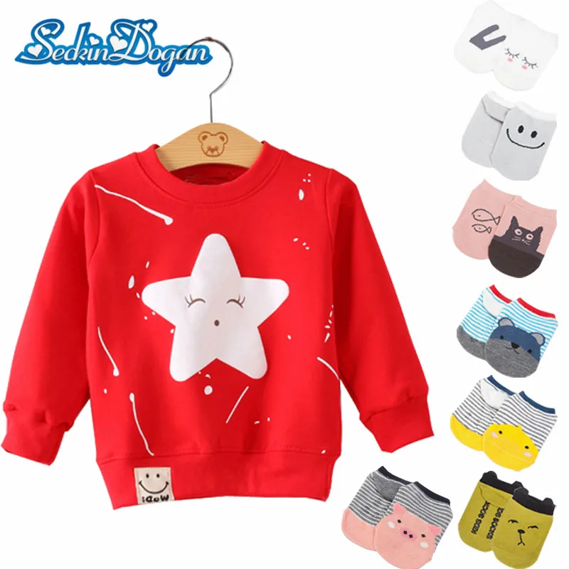 

SenkinDogan Baby Clothes Set Hoodies+7 Pair Socks Cotton Cartoon Baby Clothing Sets Casual Long SLeeve Cute Newborn Outfit