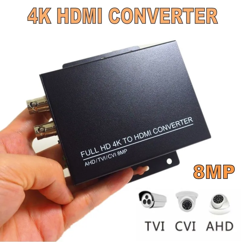 Новое поступление 4K 720/1080P HDC-ADH 4-в-1 Разрешение поддерживает CVI 8MP/TVI 8MP/аналоговая камера высокого разрешения 8MP+ CVBS к HDMI конвертер тест безопасности