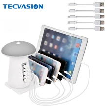 5 портов 5 в 9 В 2A Быстрая зарядка Смарт USB QC3.0 зарядное устройство гаджет станция адаптер концентратор Led гриб настольная лампа Настенный Быстрая Зарядка мощность