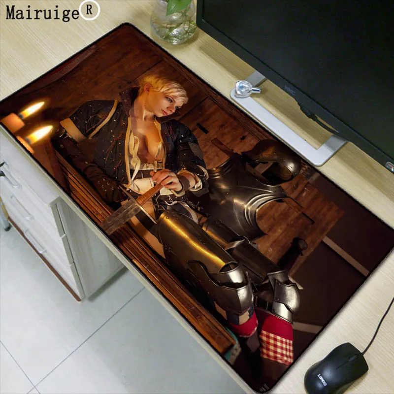 

Mairuige Witcher 3 Gaming wallpaper Large Mouse Pad Locking Edge Mousepad Mat office computer Desk mat 40x90 cm Free Shipping