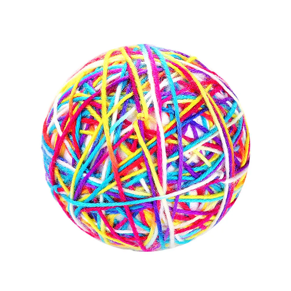 

hot Pet Cat Toy Colorful Handmade Bells Bouncy Ball Built-In Catnip Interactive Toy juguetes para gatos hot sale