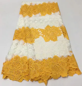 

African cord lace fabric with stone african lace fabric 2019 high quality 5yard guipure lace fabric nigerian lace fabrics EL-A19