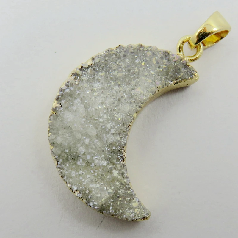 Золотой гальванический кулон HanKun AB цвет Луны кварц друг друга|druzy pendant|druzy quartz