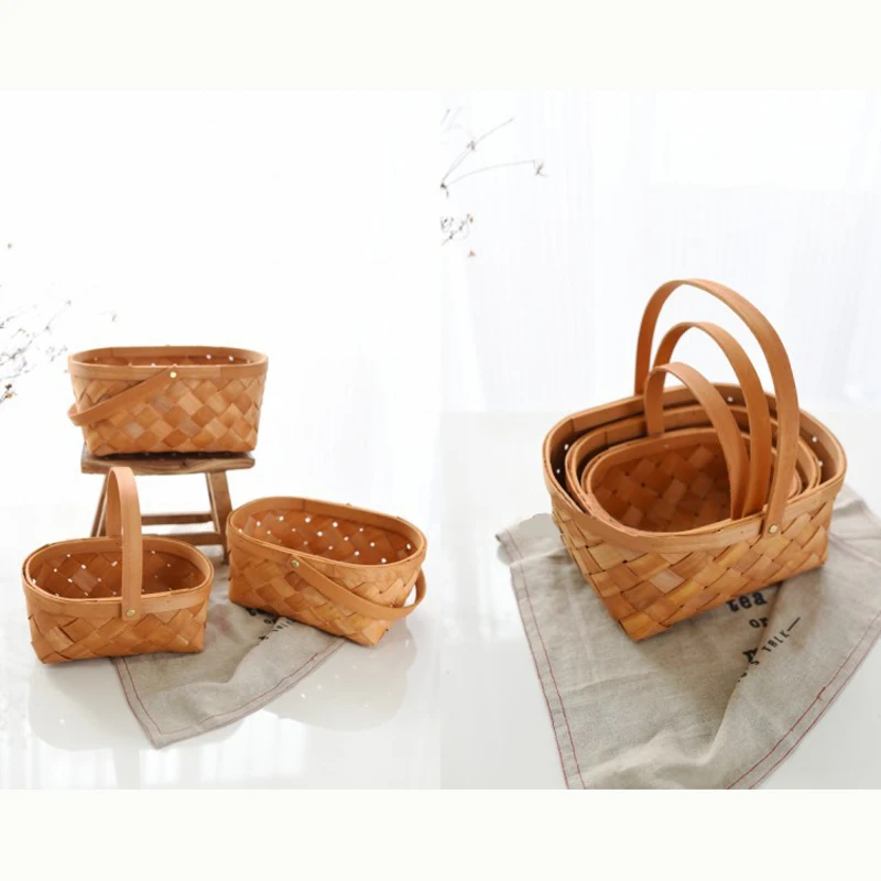 3pcs/set Wood Garden Basket Wooden Garden Trug Fruit Vegetables Basket For Sussex