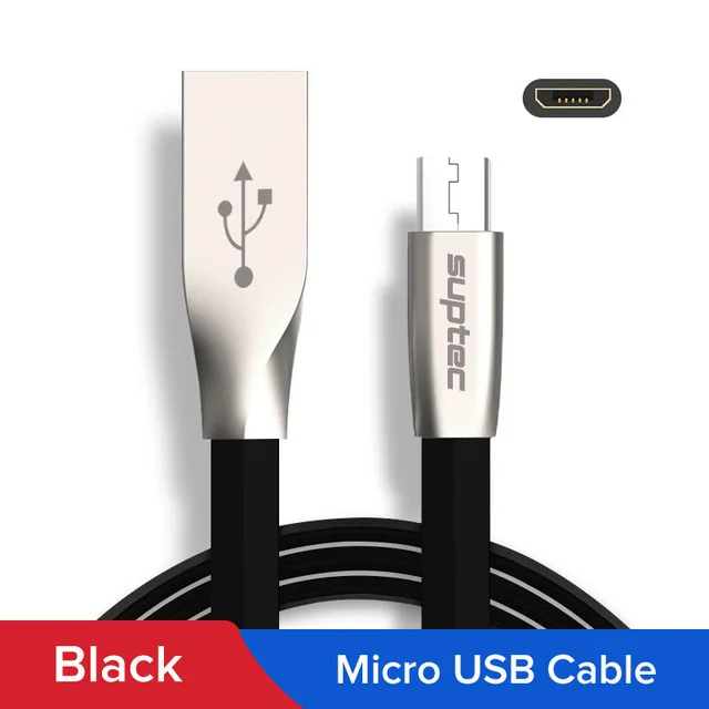 Suptec Micro USB кабель 2.4A кабель для быстрой зарядки и синхронизации данных кабель для зарядки телефона шнур для Andriod samsung S7 Xiaomi Настольный Microusb - Цвет: Black