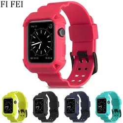 Спортивный ремешок для apple watch 3 42 мм 38 мм серии 3/2/1 запястье браслет резиновый ремешок для часов с полной Защитный чехол Frame