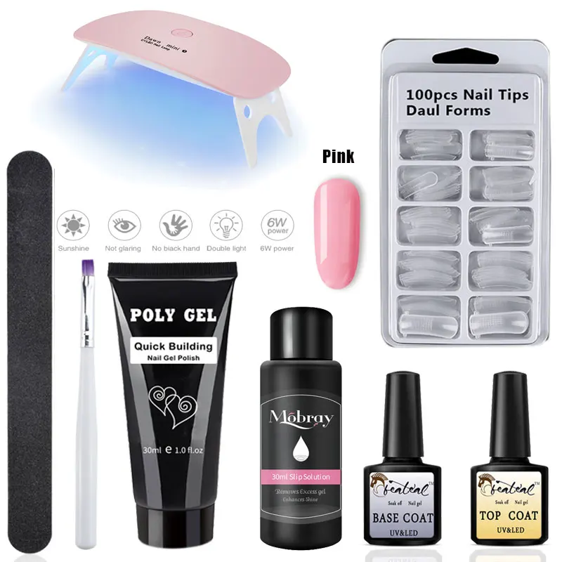 Juego de Gel de poligel de 30g Kit de Gel de acrílico de uñas Rosa Blanco claro cristal UV Builder Gel realce Slip Solution rápido extensión de Gel Juego de Gel de poligel de 30g Kit de Gel de acrílico de uñas Rosa Blanco claro cristal UV Builder Gel realce Slip Solution rápido extensión de Gel