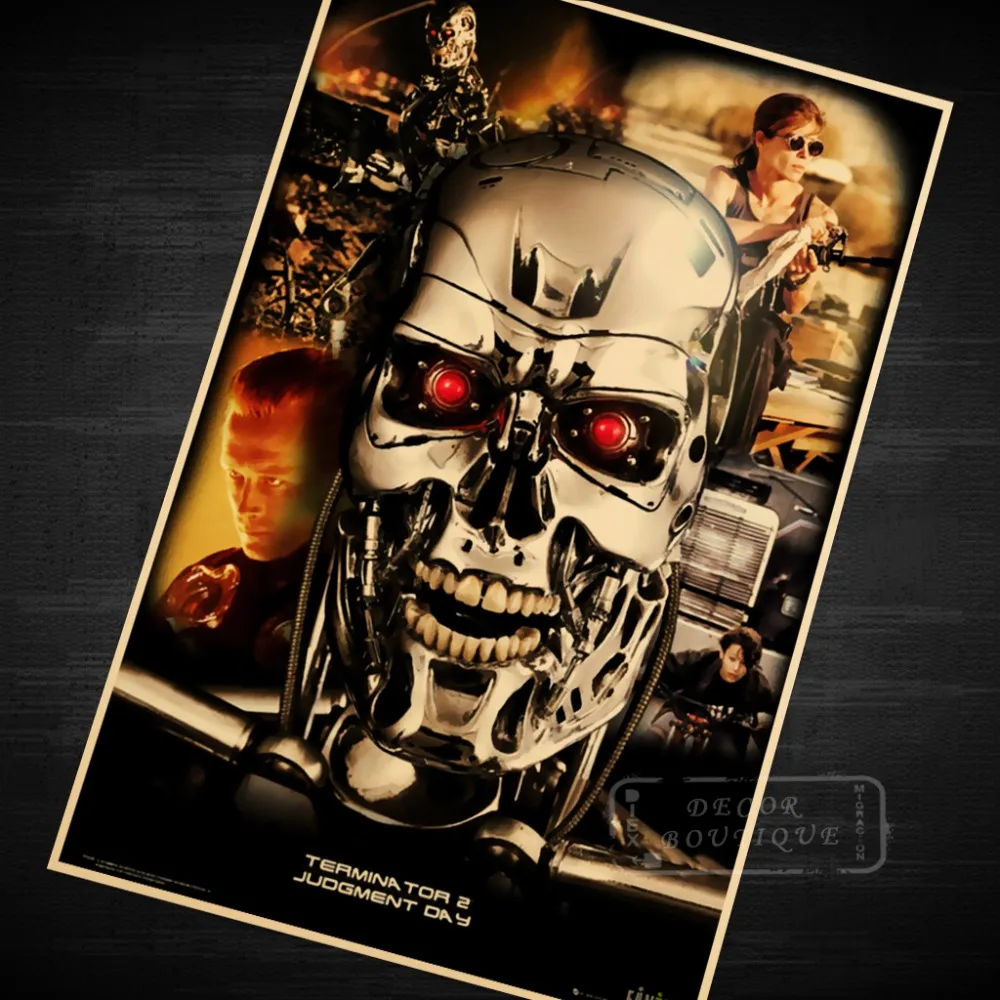 

Terminator 2 Collage, Judgement Day Movie Film Vintage Retro Decorative DIY Wall Canvas Stickers Home Posters Art Bar Decor Gift