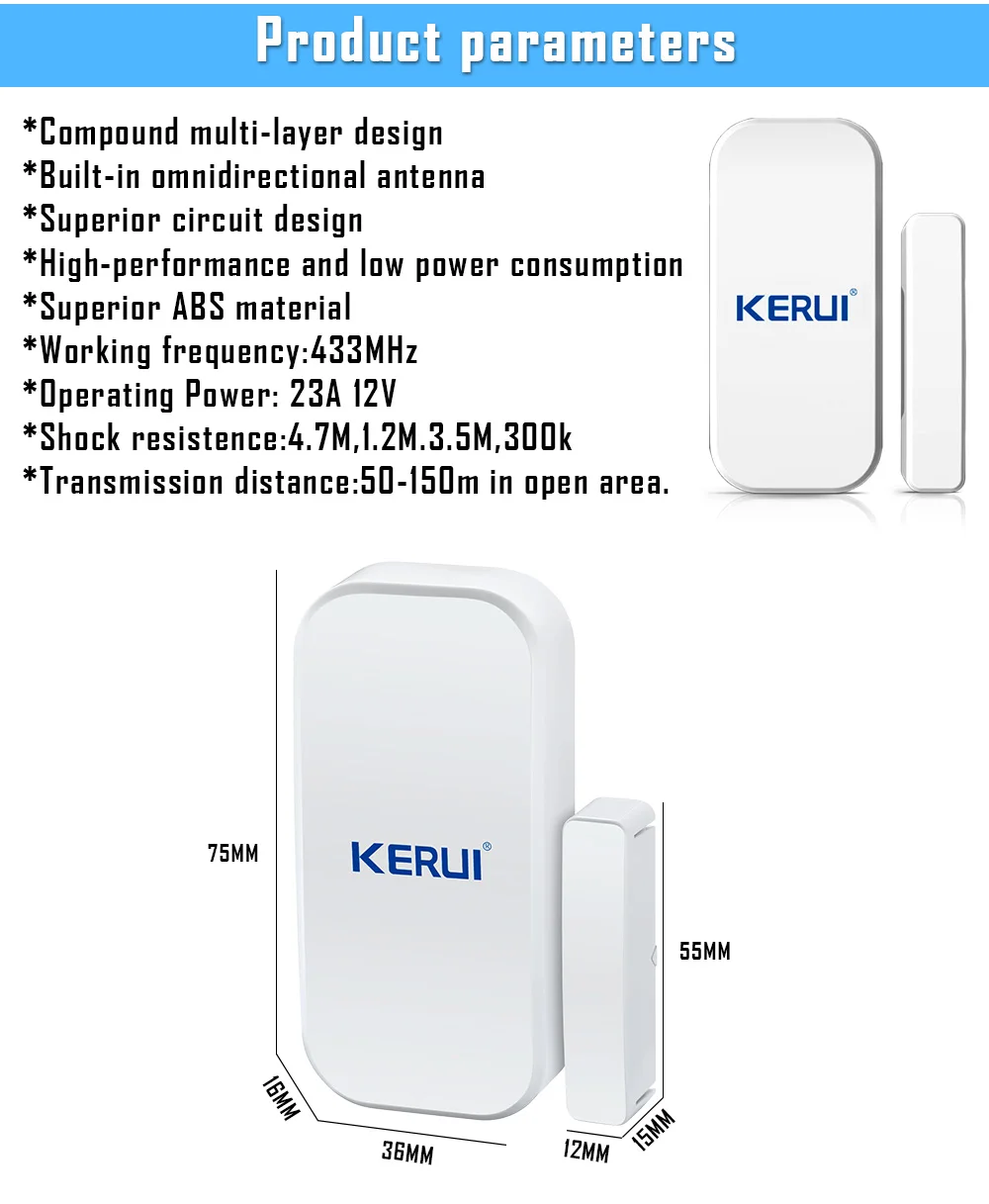 KERUI Беспроводной интеллектуальный датчик оконной двери для дома охранной сигнализации Беспроводной сигнализации Системы двери датчик для
