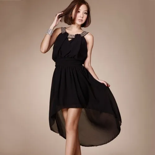 Black Cut Out Chiffon Dress