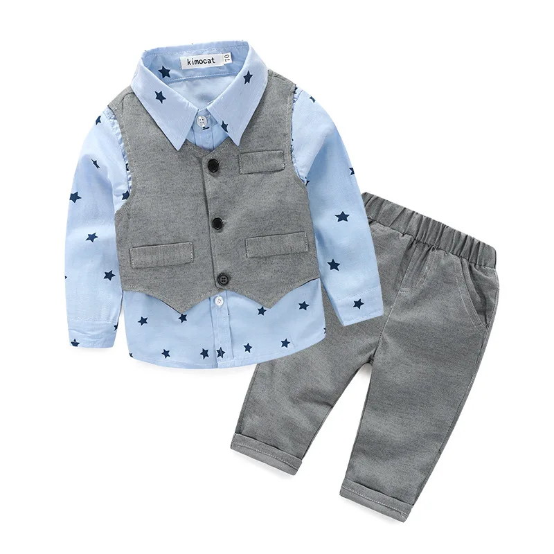 3 PCS Newborn Baby Boy Suit Gentlemen Party Cloth Dress Suits for New