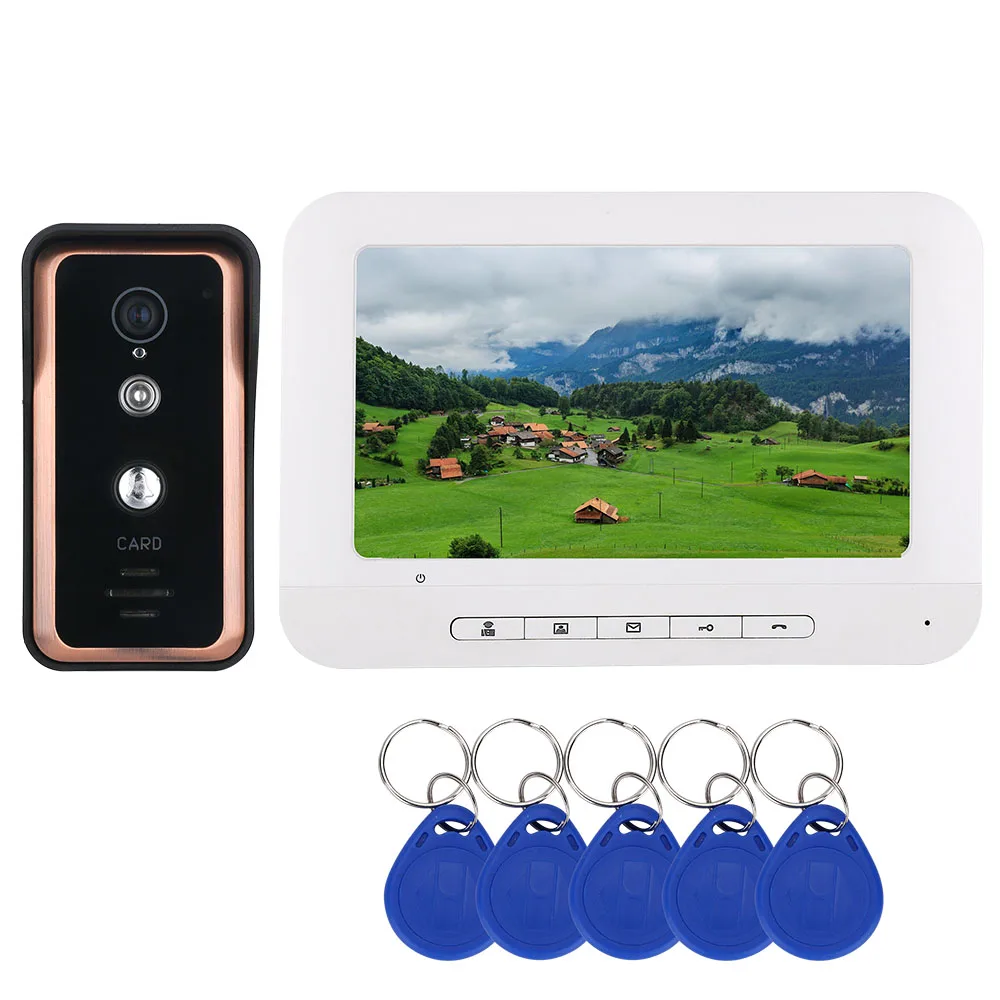 SmartYIBA RFID Брелки контроль доступа 7 дюймов монитор видео домофон система