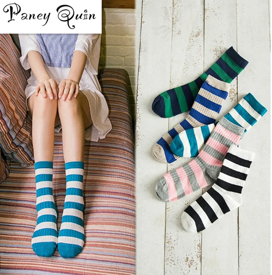 5 pairs/Lot  Brand Cotton Colorful Socks Female's Meias, winter warm school Casual Socks Women striped socks harajuku cheap 