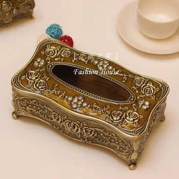 

Europe type restoring ancient ways American country/Chinese luxury bronze alloy decoration tissue box Smoke rose carton