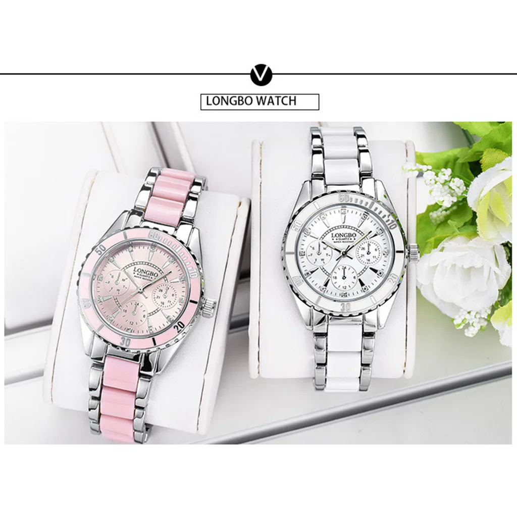 Longbo Роскошные модные часы из керамики и сплава аналоговые женские часы с коробкой Relogio Feminino Reloj Mujer Bayan Kol Saati