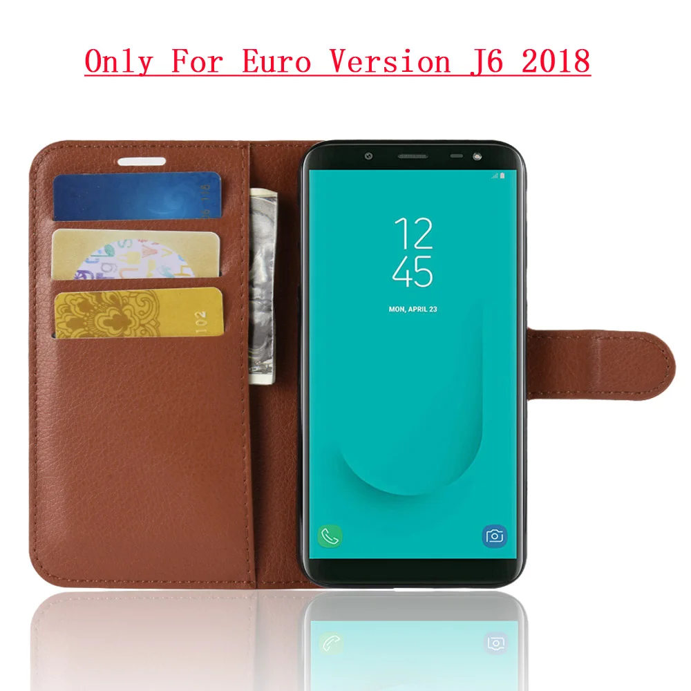 

YINGHUI for Euro Version Samsung Galaxy J6 2018 Case Wallet Style Litchi Texture Flip Leather Case Cover for Samsung J6 2018