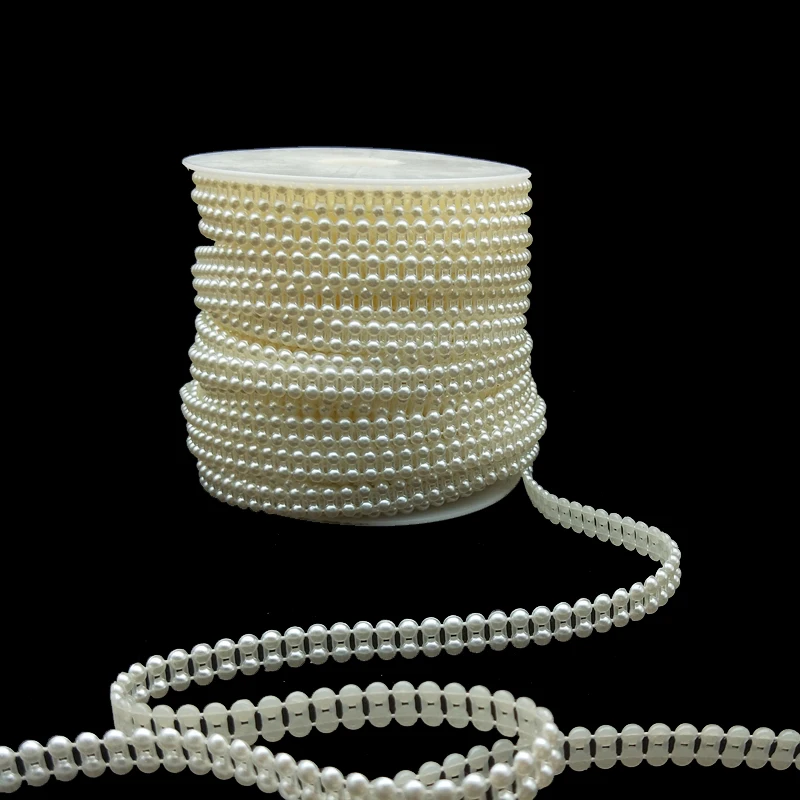 5 Yards Half Pearl Beads 4mm Two Rows Round Beads Diy Crafts Supplies Decoration Wedding Accessories Bridal Dresses Jewelry