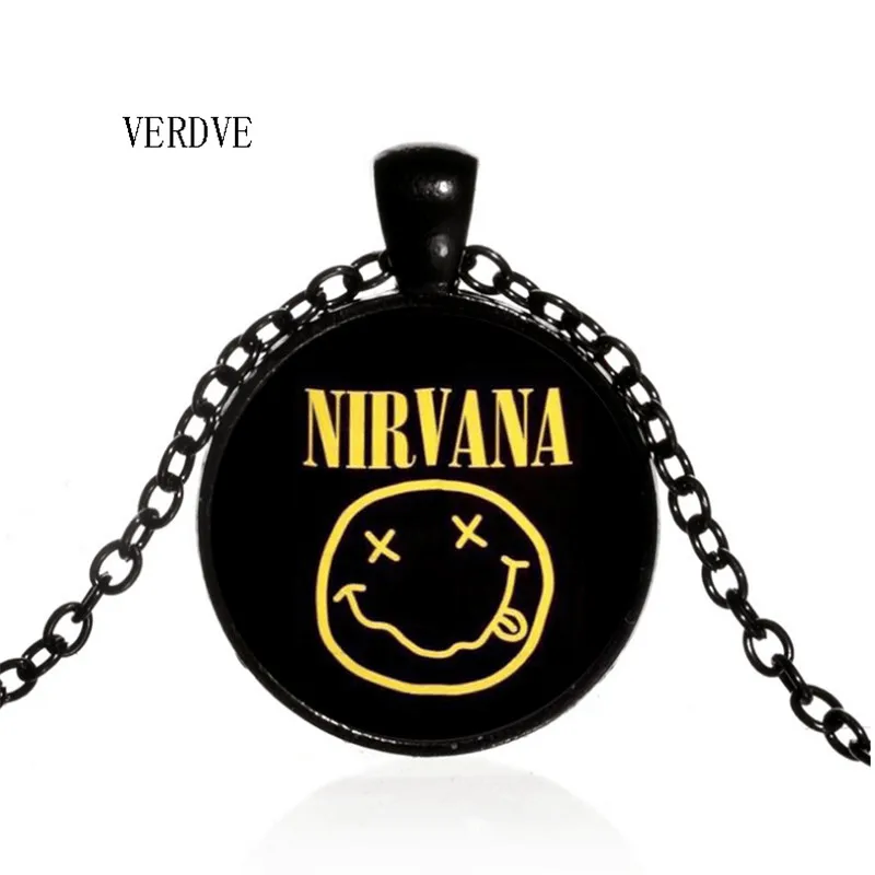 

rock band smile nirvana band crystal glass pendant necklace jewelry wholesale