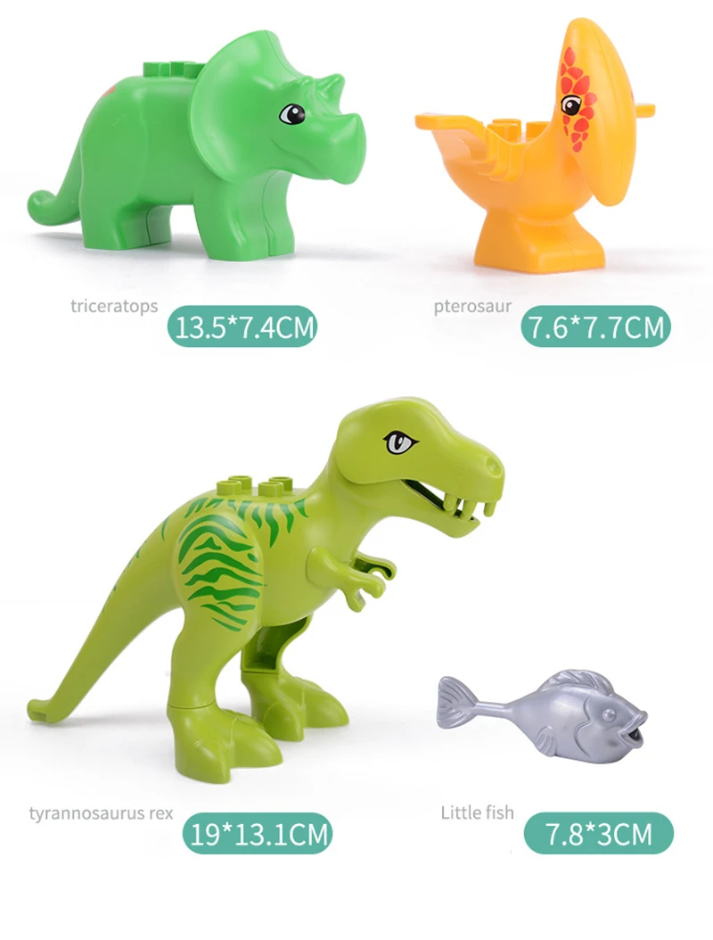 DIY Large Size dinosaur Animal Series Building Blocks Sets Farm Animal Bricks Compatible with Duploe Toys  for children Kid Gift (14)