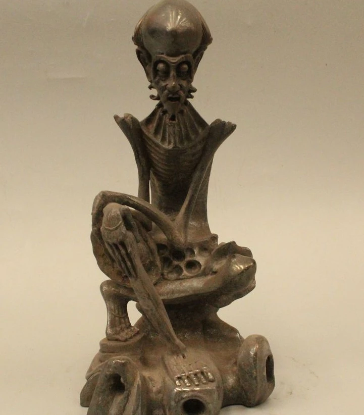 

9" China Chinese Buddhism Boxwood Seat Arhat bone immortal Luohan Buddha Statue