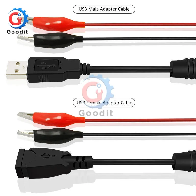 USB Alligator Clips Crocodile Wire Male/Female to USB Tester Detector