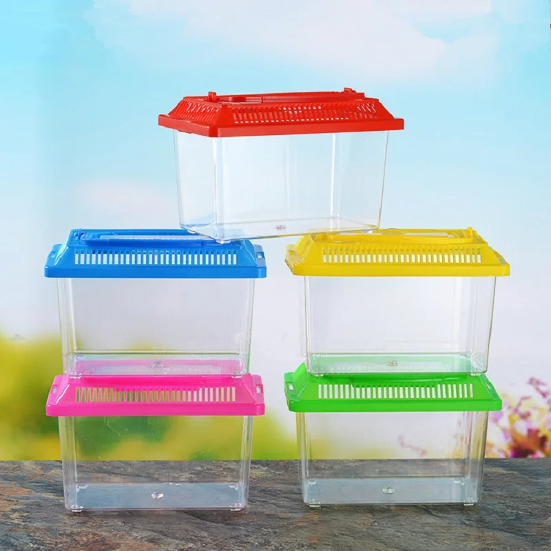 

6pcs Mini Fish Tank Aquarium Goldfish bowl turtle pet Reptile Tortoise cage feed box office Desktop Decor spider lizard hamster