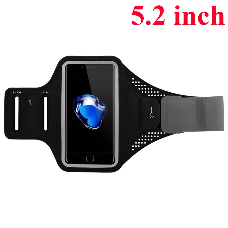 Водостойкий спортивный браслет чехол для iPhone 6 7 8 X для samsung huawei Xiaomi Универсальный Спорт Чехол на руку для бега фитнес - Цвет: Black 5.2inch