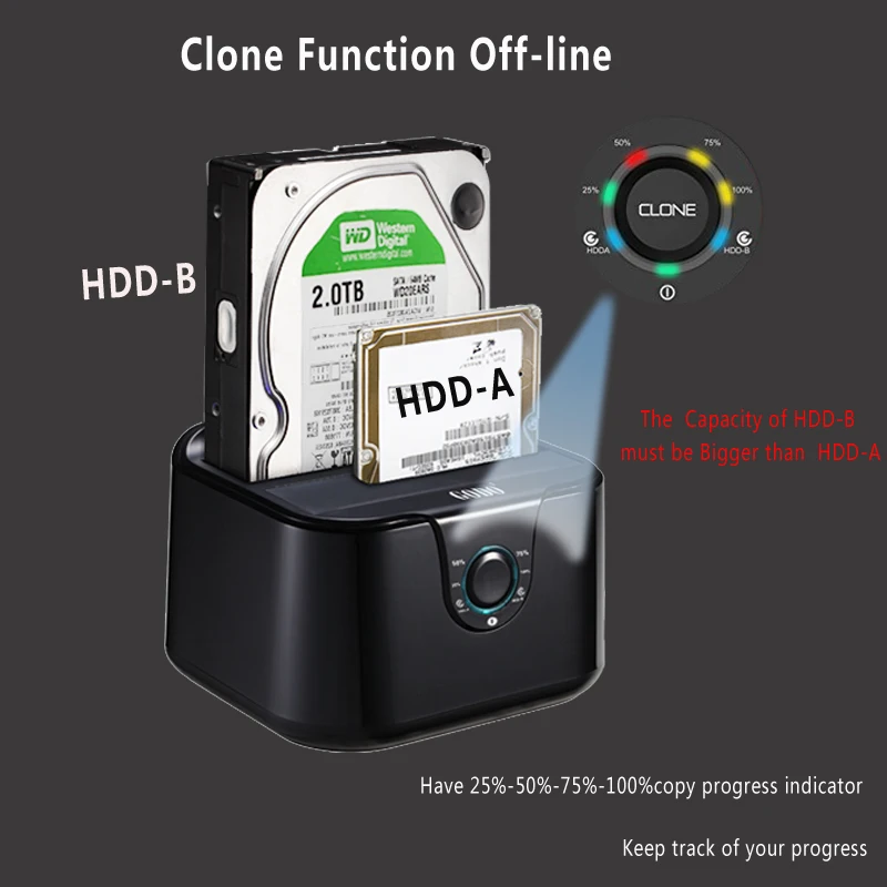 Dual bay SSD/HDD docking station festplatte docking Sata III zu USB3.0 docking station klon funktio