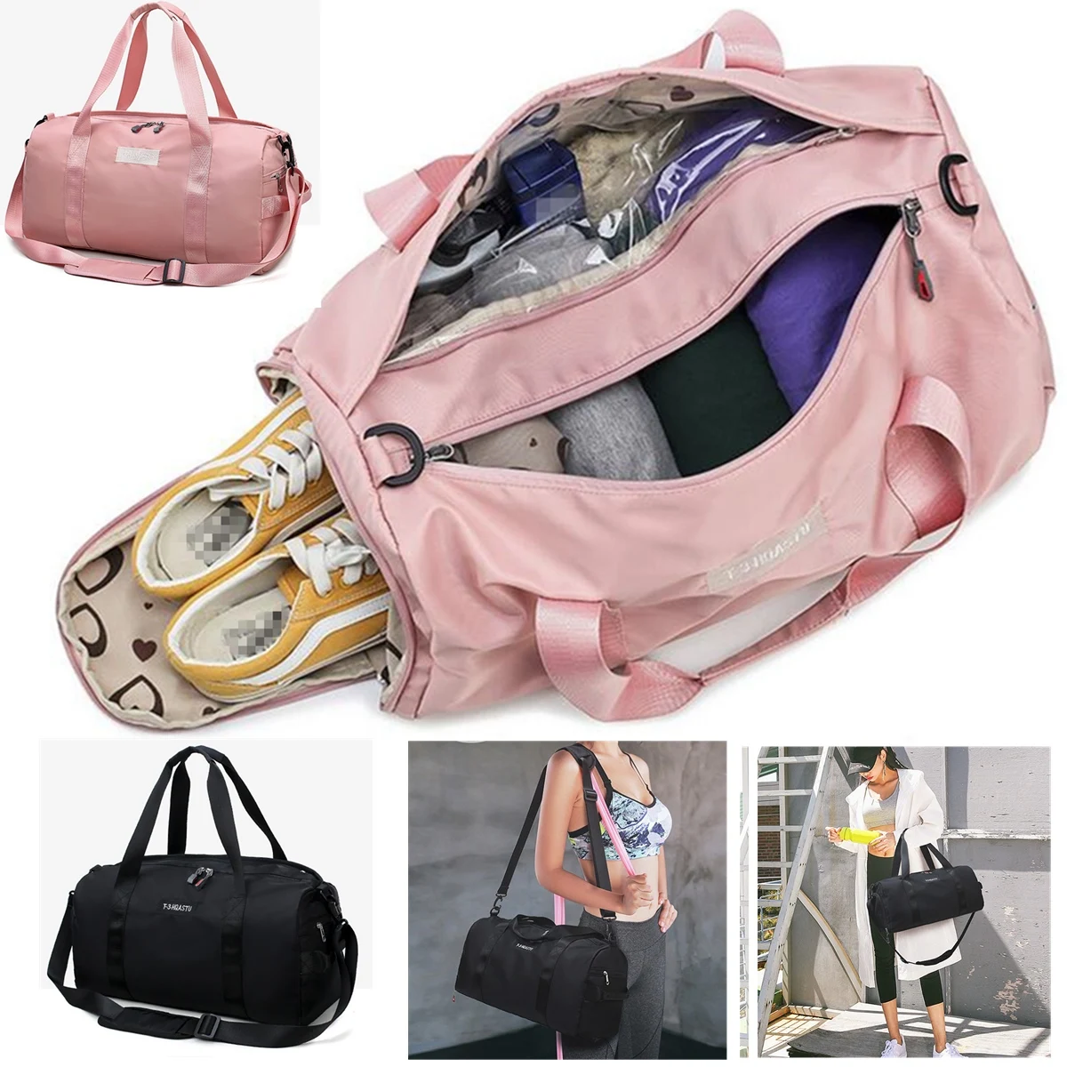 

Waterproof Women Travel Bag Separate Space For Shoes sac Fitness Training Shoulder Handbags Dry Wet Luggage Duffel Totes Men